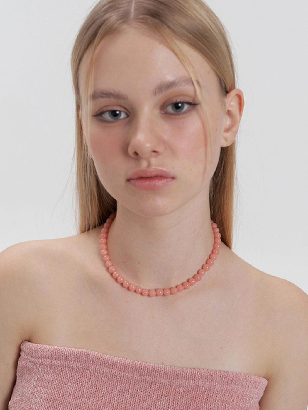 coral candy ball necklace