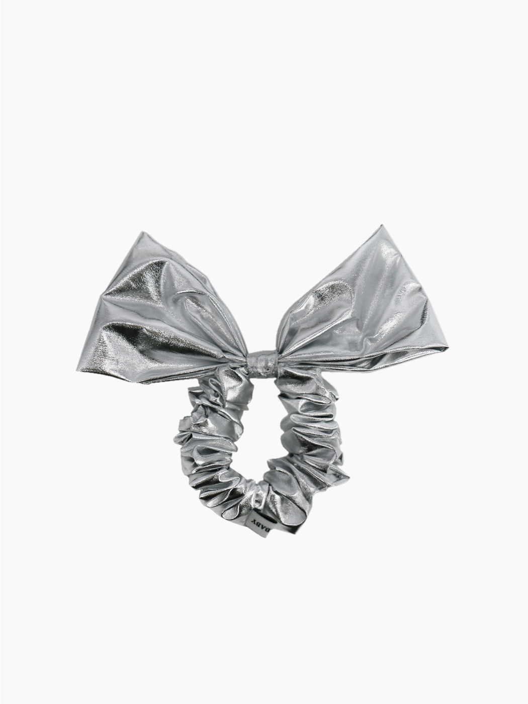 glossy metal ribbon scrunch - silver