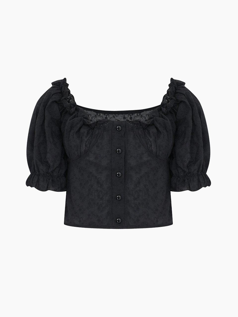 love blossom frill blouse - black