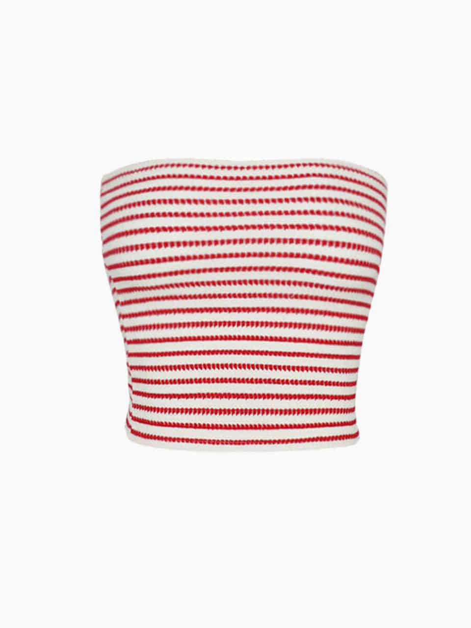 wavy stripe tube top - red
