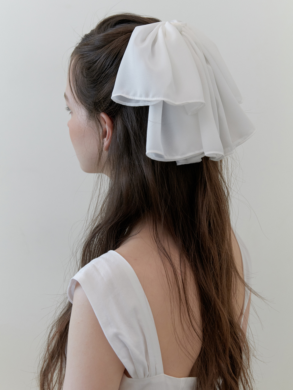 elegant draping ribbon hair pin - white