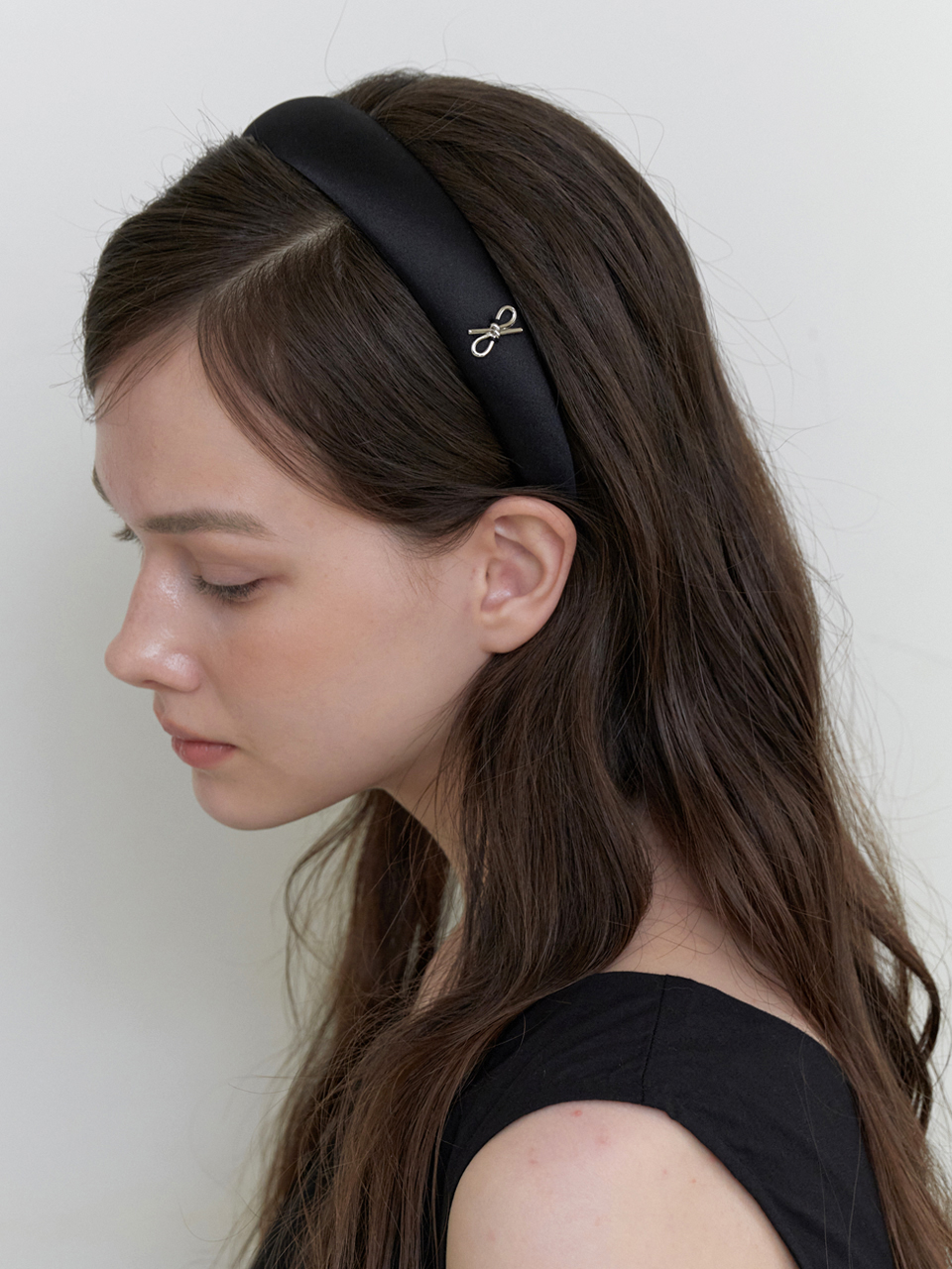 classic ribbon point headband - black