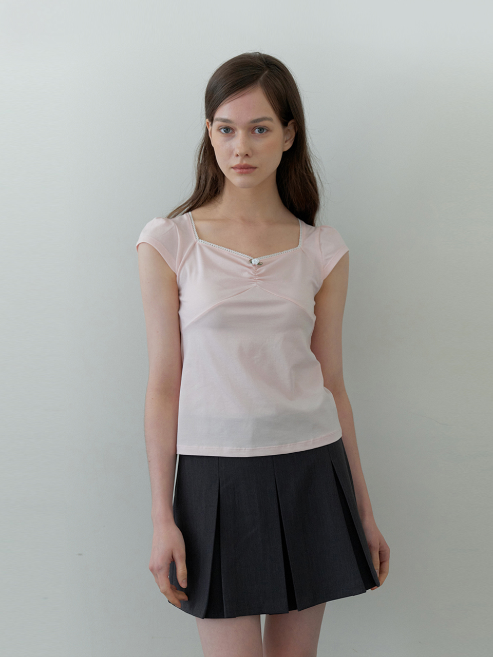 rosy shirring top - baby pink