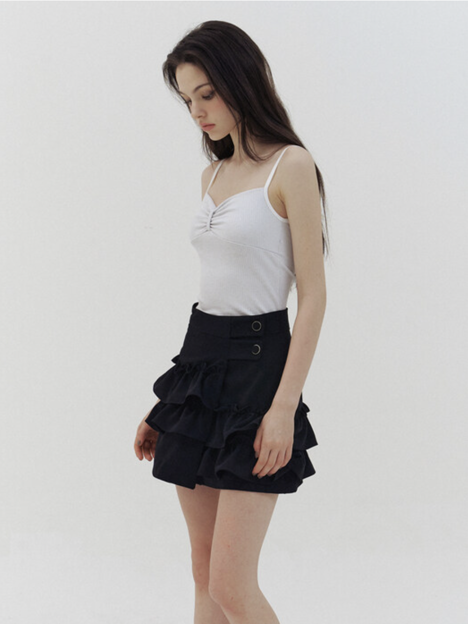 layered black ruffle wrap skirt
